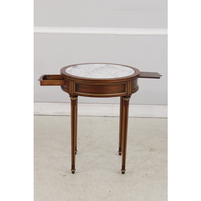 1950s French Louis XVI Round Marble Top Lamp Table For Sale - Image 5 of 18