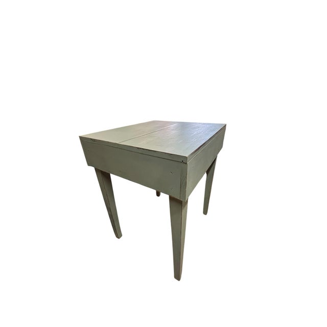 Late 20th Century Vintage Sage Green Primitive Farmhouse Table For Sale - Image 5 of 7