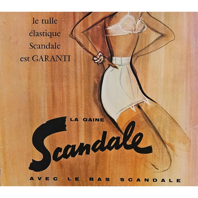 Mid-Century Modern 1958 Mid-Century French Lingerie Advertisement Print For Sale - Image 3 of 3