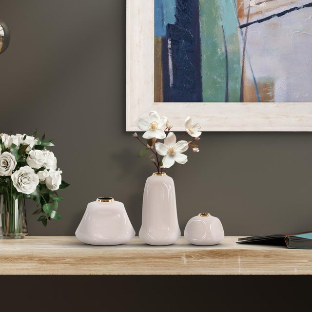 White Christana Concaved Ceramic Vase- Medium For Sale - Image 8 of 9