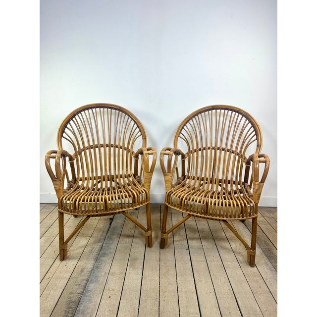 Vintage Rattan and Bamboo Armchairs, 1960s, Set of 2 For Sale - Image 11 of 14
