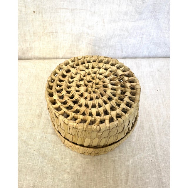 Woven Banana Leaf & Seashell Coaster -A Set For Sale - Image 4 of 6