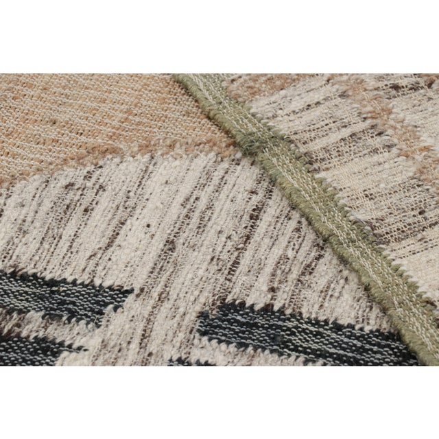 Textile Rug & Kilim’s Abstract Flatweave with Beige, Cream, and Black Geometric Patterns - 3x12 For Sale - Image 7 of 7