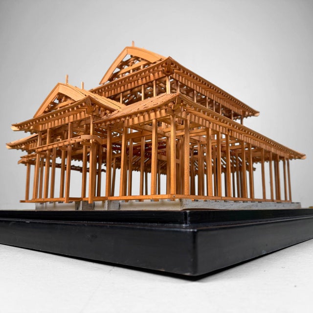 Black Japanese Architectural Scale Model in Glass Display Case, 1950s For Sale - Image 8 of 18