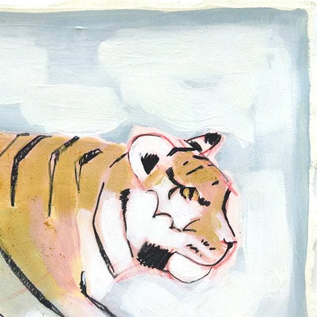 Figurative Walk of Fame (To the Right) - Figurative Tiger Painting on Paper Original Artwork by Kellie Newsome For Sale - Image 3 of 6