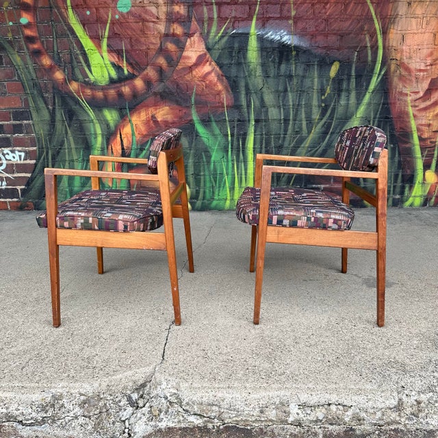 Mid 20th Century Pair of George Nelson Walnut Arm Chairs For Sale - Image 5 of 12