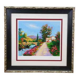 2004 Alex Perez 'The Bridge to Her Old Town' Colored Serigraph Print Signed Coa