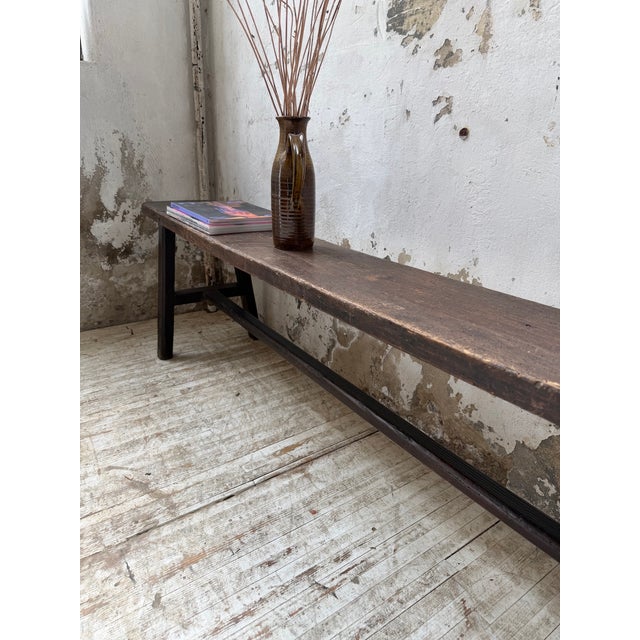 Brown Antique Bench in Dark Patinated Pine, 1890s For Sale - Image 8 of 18