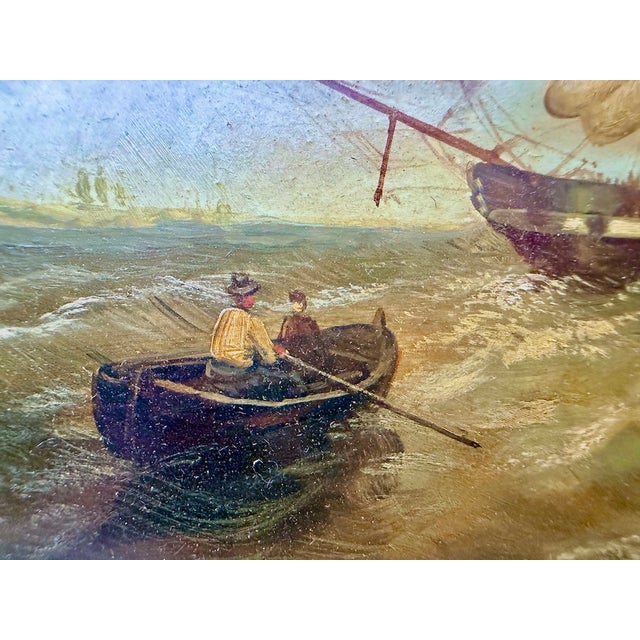 Gold Mid-Century Maritime Oil Painting by B. James For Sale - Image 8 of 16