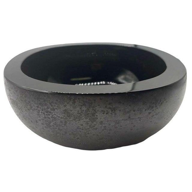 1960s Mid 20th Century Italian Murano Black Art Glass Bowl Signed Boudin Murano For Sale - Image 5 of 9
