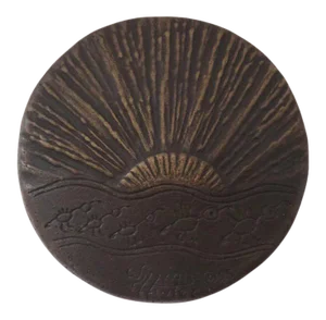 Bronze Door Pull Knob Signed by William Hunter Sun Ray Native American Southwestern