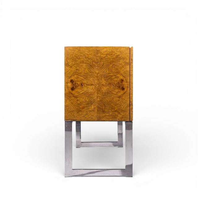 Thayer Coggin Milo Baughman for Thayer Coggin Mid Century Burlwood and Chrome Credenza For Sale - Image 4 of 10