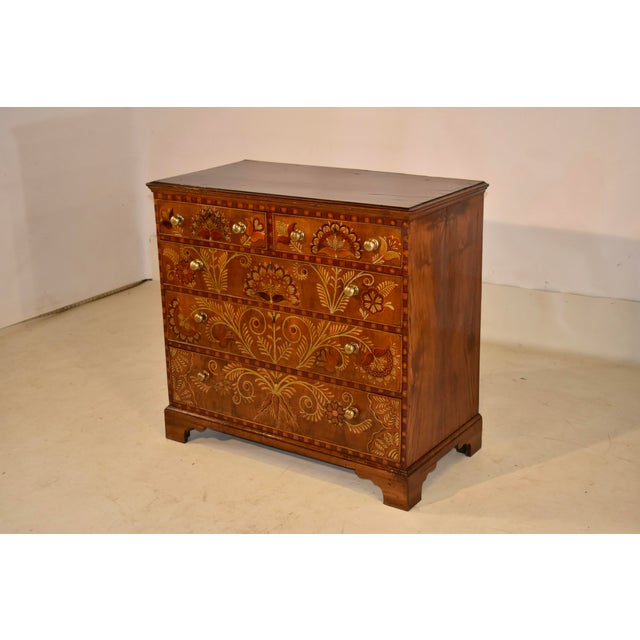 18th Century Decorated Walnut Chest of Drawers For Sale - Image 4 of 11
