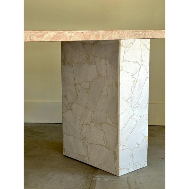 Absolutely incredible delicate mosaic marble table with alabaster flowers. A truly one of a kind piece. 86.5”L x 43.25 x...