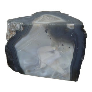 Mid-Century Gray Agate Geode Bookend For Sale