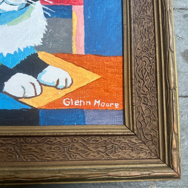 Contemporary Original Glenn Moore Cubist Style Cat Painting For Sale - Image 4 of 5