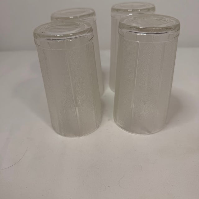 Vintage Mid-Century Modern Frosted Pebbled Textured Glass Tumblers Vertical Ribbed 4.75" - Set of 4 For Sale - Image 6 of 8