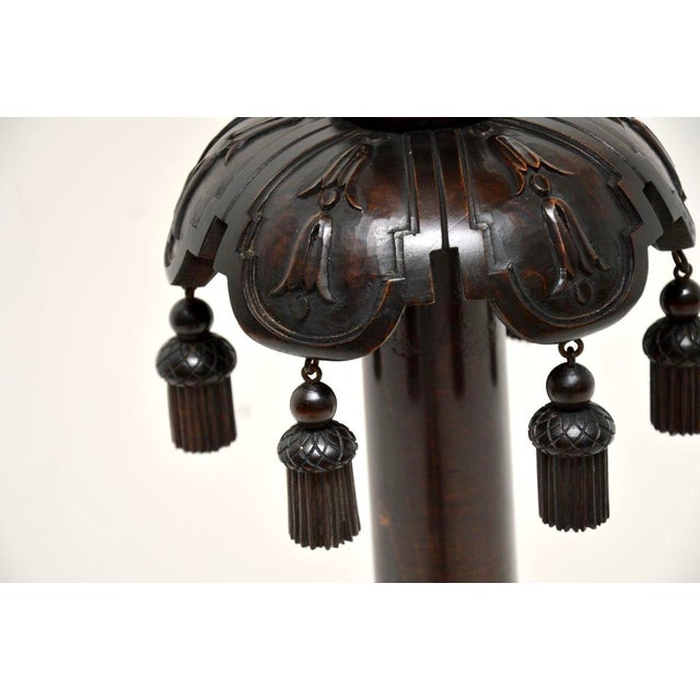 Antique Victorian Floor Lamp in Carved Mahogany, 1890 For Sale - Image 9 of 13