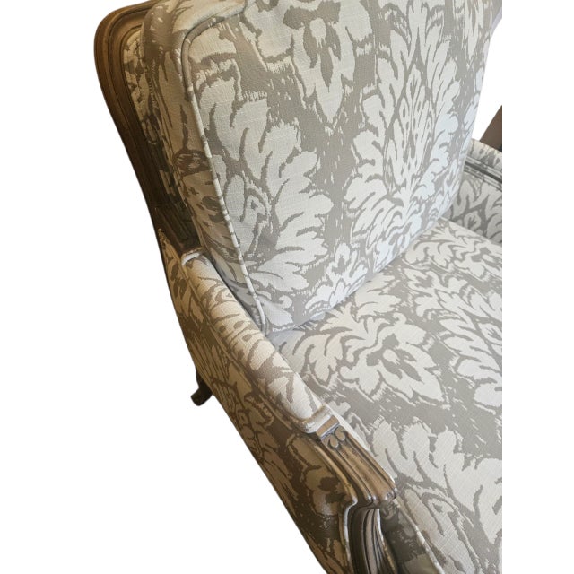 Ethan Allen Versailles Bergere Lounge Chair Living Room Armchair Damask Print For Sale - Image 11 of 15