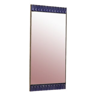 Periwinkle Murano Glass and Brass Wall Mirror, 1990s For Sale