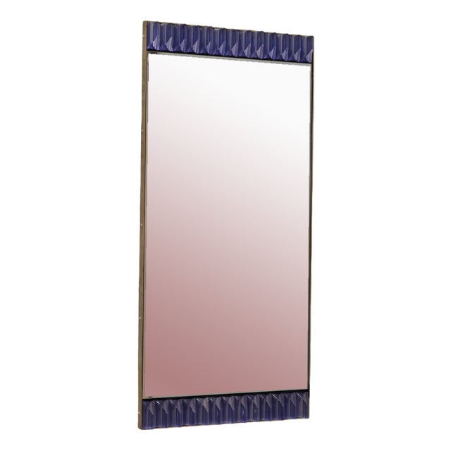 Periwinkle Murano Glass and Brass Wall Mirror, 1990s For Sale