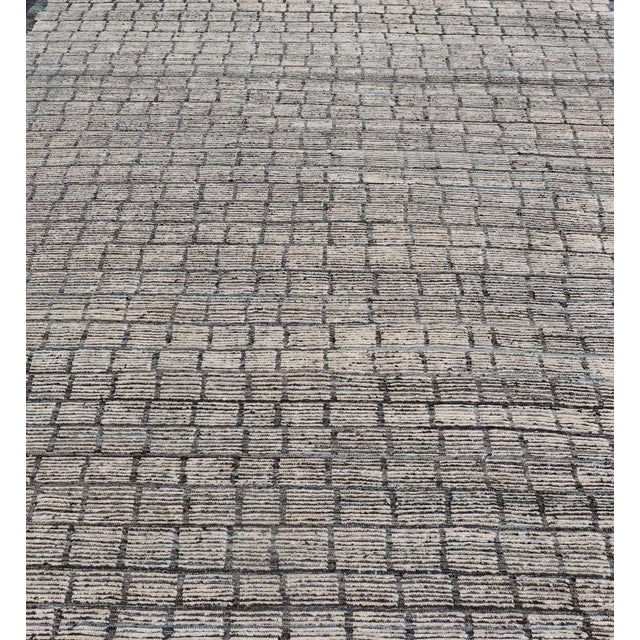 Textile Modern Hand Knotted Rug by Keivan Woven Arts, Steel Blue & White, 9'5" X 11'0 For Sale - Image 7 of 12