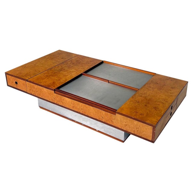 Mid-Century Burl Wood and Metal Coffee Table attributed to Guido Faleschini, 1970s For Sale - Image 15 of 15