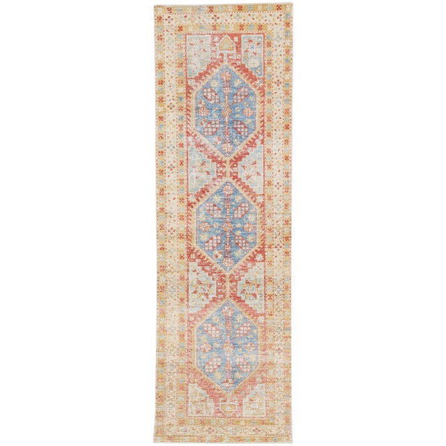 Textile Antique Persian Heriz Handmade Multicolor Wool Runner With Tribal Pattern For Sale - Image 7 of 7