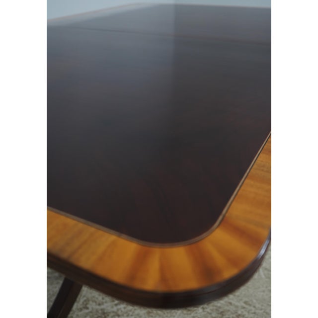 Stickley Regency Style Mahogany Double Pedestal Inlaid Dining Table For Sale - Image 13 of 18