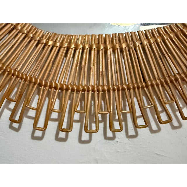 Brown Apple-Shaped Rattan Mirror, Italy, 1960s For Sale - Image 8 of 9