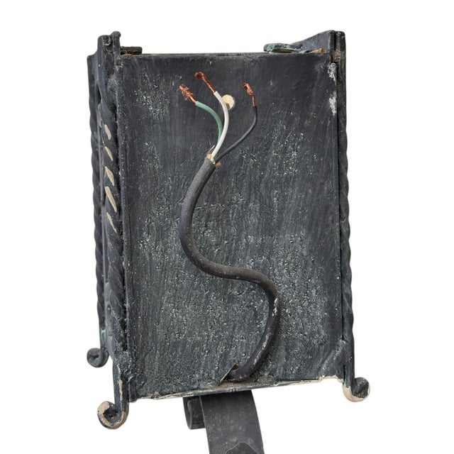 1950's Italian Wrought Iron Exterior Wall Lanterns, a Pair For Sale - Image 9 of 9