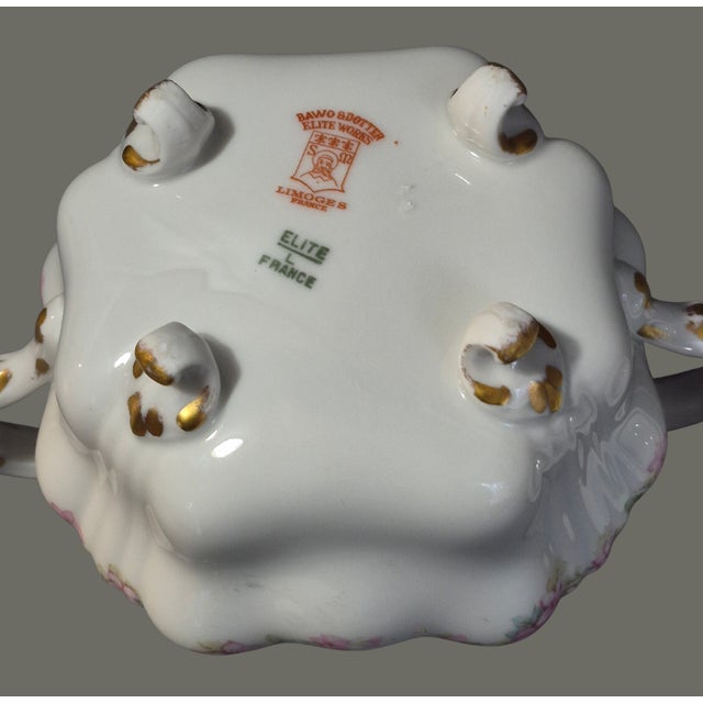 Ceramic Vintage Limoges Elite L France Bawo & Dotter Hand Painted Floral Sugar Bowl For Sale - Image 7 of 11