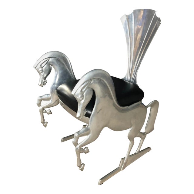 Whimsical Aluminum Chair With Full Bodied Horses For Sale