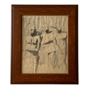 1962 Original French Figure Drawing Unsigned