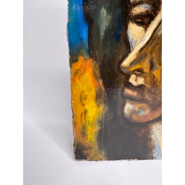 Abstract Fauvist Ancient Figurehead Original Oil Painting on Board For Sale - Image 12 of 12