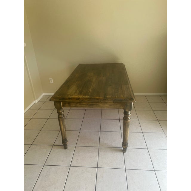 Hand-Refinished Solid Wood Farmhouse Table - Timeless Rustic Charm For Sale In Las Vegas - Image 6 of 11