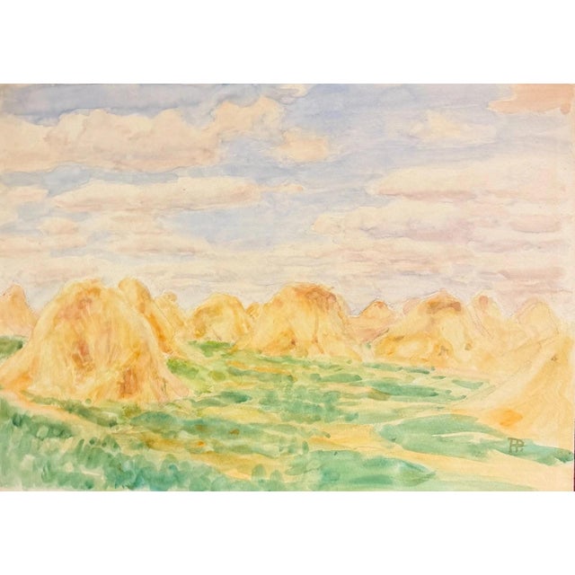 Heinrich Pforr, Haystacks at Knüll Field Landscape Harvest Time, 1890s, Watercolor For Sale - Image 12 of 12