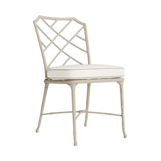 Brown Jordan Calcutta Side Chair in Titanium with Sea Salt and Dune Welt Cushions For Sale