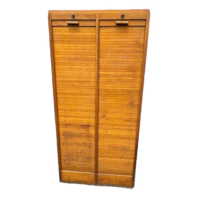 Wooden Roll-Top Filing Cabinet, 1990s For Sale
