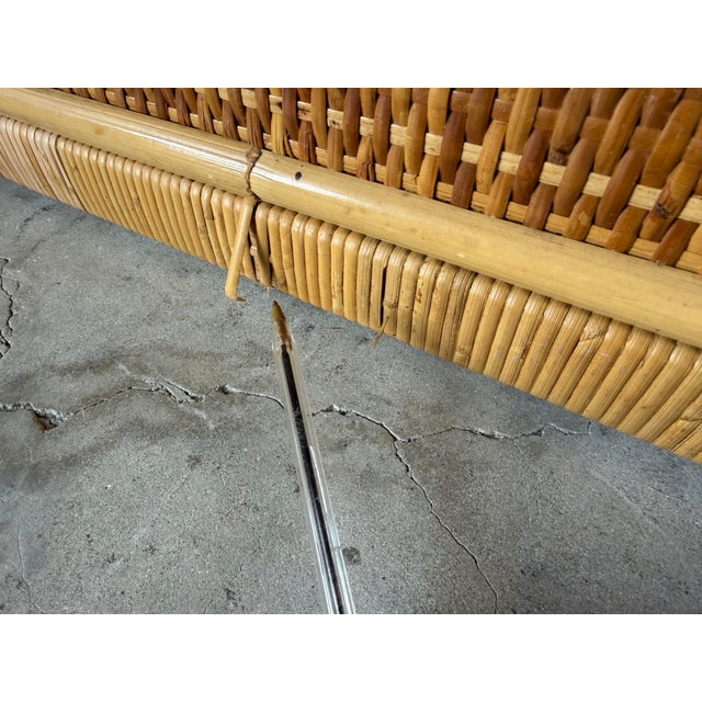Vintage Coastal Rattan & Wicker Six-Drawer Dresser With Glass Top For Sale - Image 11 of 12