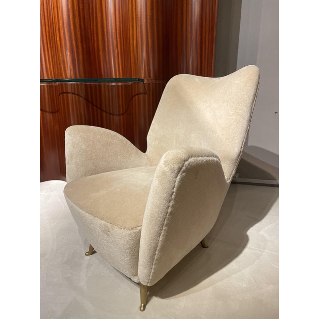Mohair Velvet Armchairs attributed to Isa Bergamo. 1950s, Set of 2, in Restored conditions. Designed 1950 to 1959 This...