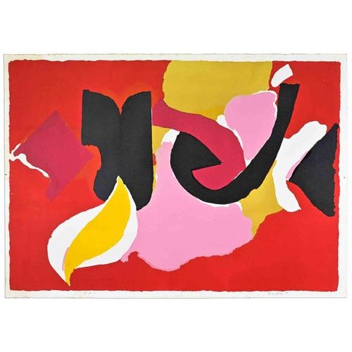 Antonio Scordia, Abstract Composition, 1980s, Lithograph For Sale - Image 3 of 3