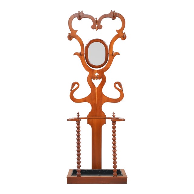 Early 20th Century Victorian Cherry Swan Hall Tree Umbrella Stand For Sale