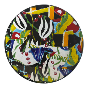 Vintage Decorative Art Hand Painted Charger by Christie Van Der Haak