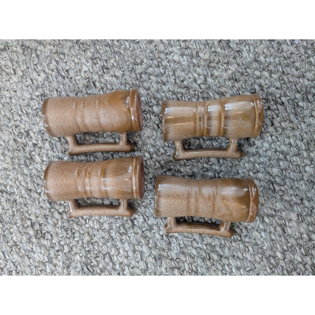 Brown Vintage Mid Century Modern Frankoma Pottery Demitasse Espresso Mugs Cups + Serving Platter - 5 pcs For Sale - Image 8 of 9