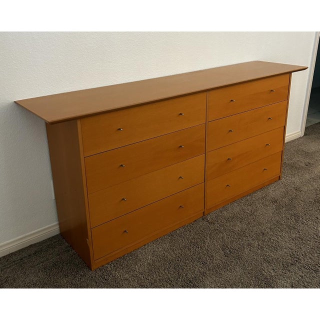Beige Mid-Century Modern Scandinavian Beech Dresser & Pair of Nightstands, 3 Pieces For Sale - Image 8 of 13