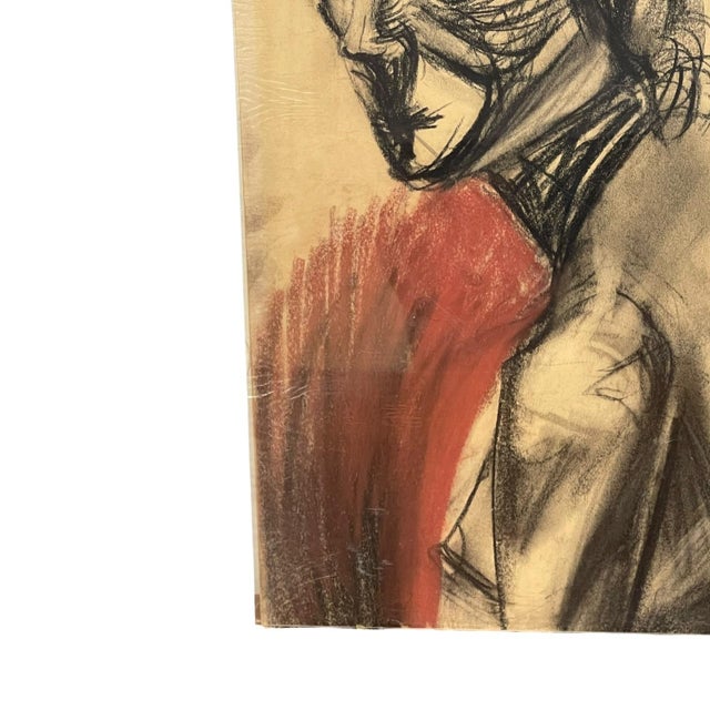 1970s Vintage Charcoal Portrait Drawing of a Woman on Paper, Modern Figurative Artwork. For Sale - Image 5 of 10