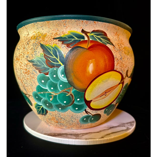 Farmhouse 1980s Apple-Motif Ceramic Jardiniere For Sale - Image 3 of 11