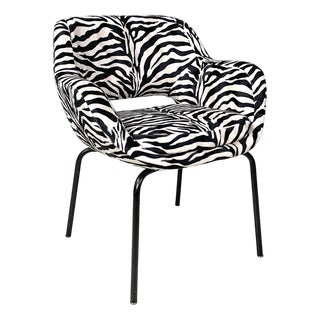 Italian Modern Armchair in Black and White Zebra Fabric, 1970s For Sale