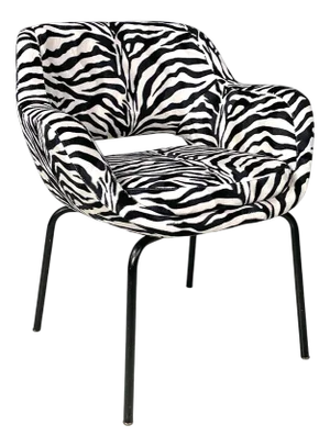 Italian Modern Armchair in Black and White Zebra Fabric, 1970s